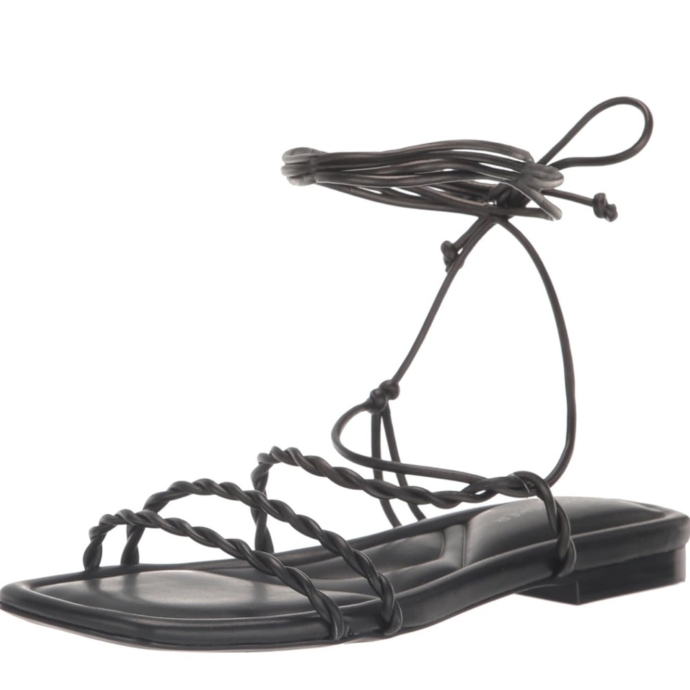 Marc Fisher Women's Lakita Flat Sandal in Black size 8.5